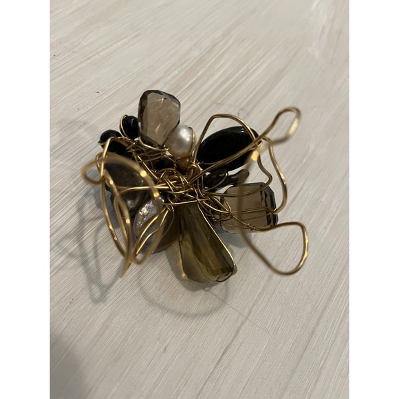 Tonobi Cuff Bracelet Designer Onyx Fox Tail Amethyst & Freshwater Pearl Natural - Picture 9 of 16